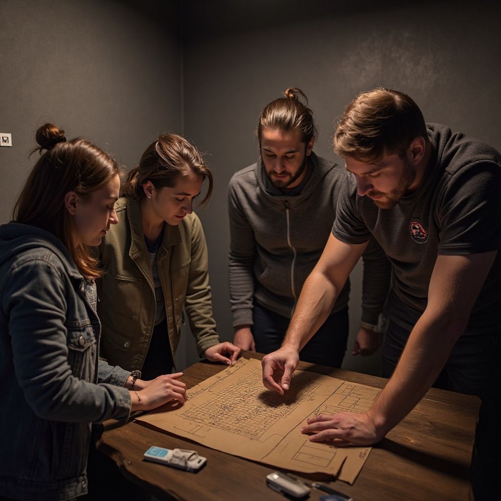 Team working together solving puzzles